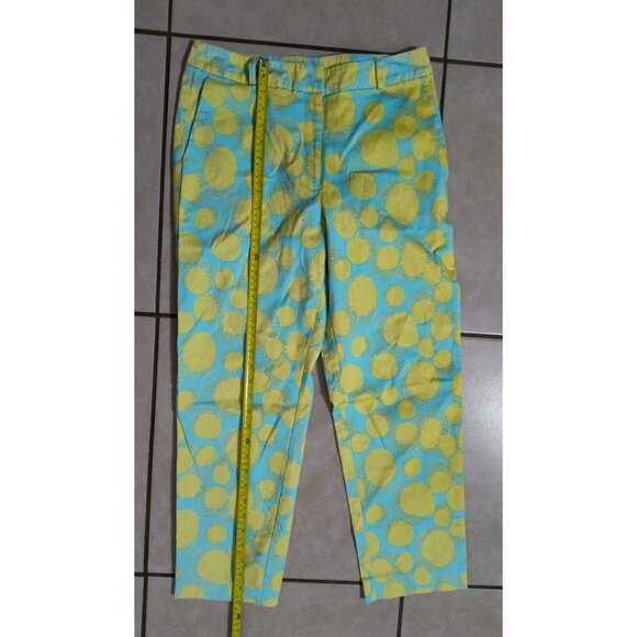 David Brooks High-Waisted Blue Yellow Lemon Print Pants 8 - Picture 7 of 12